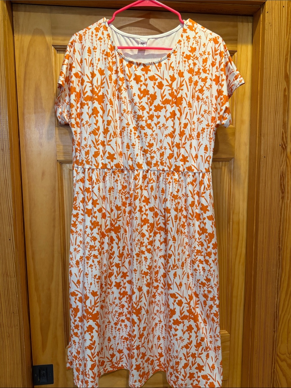 Orange Floral Midi Dress